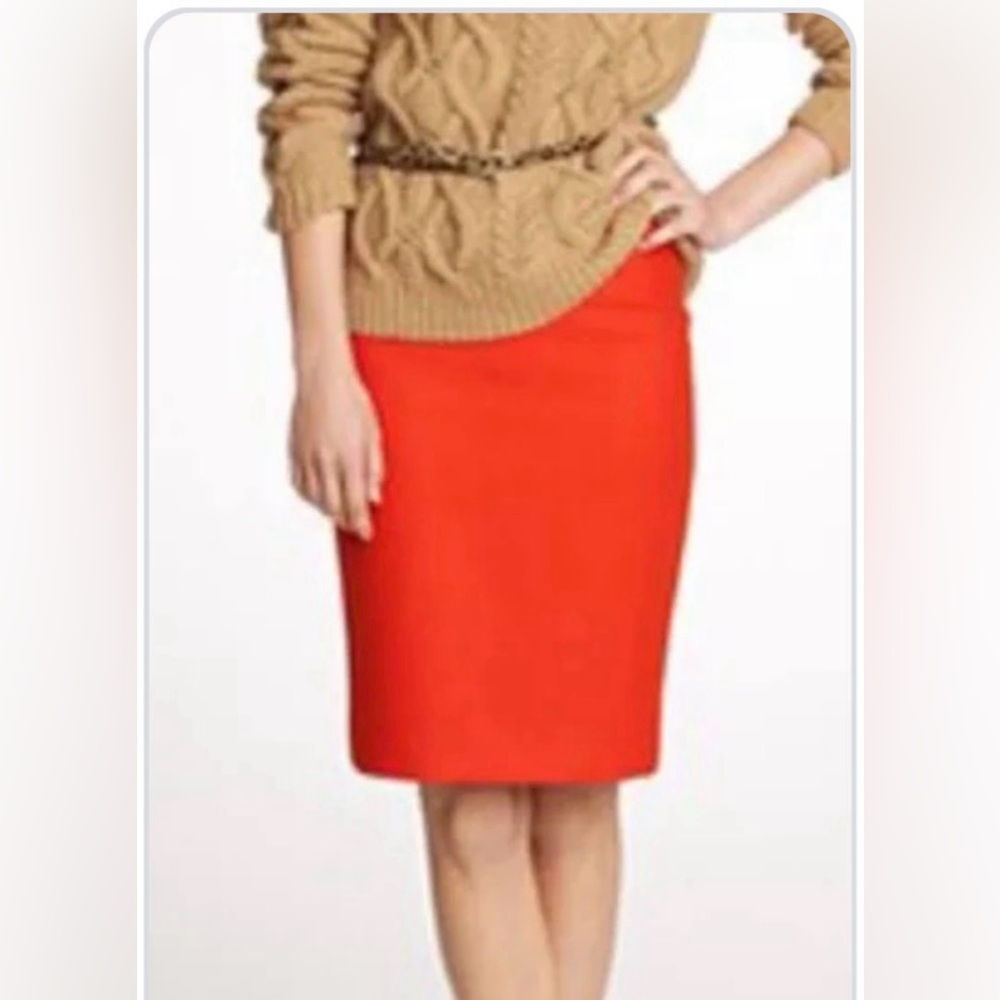 J Crew orange No. 2 pencil skirt 4 petite